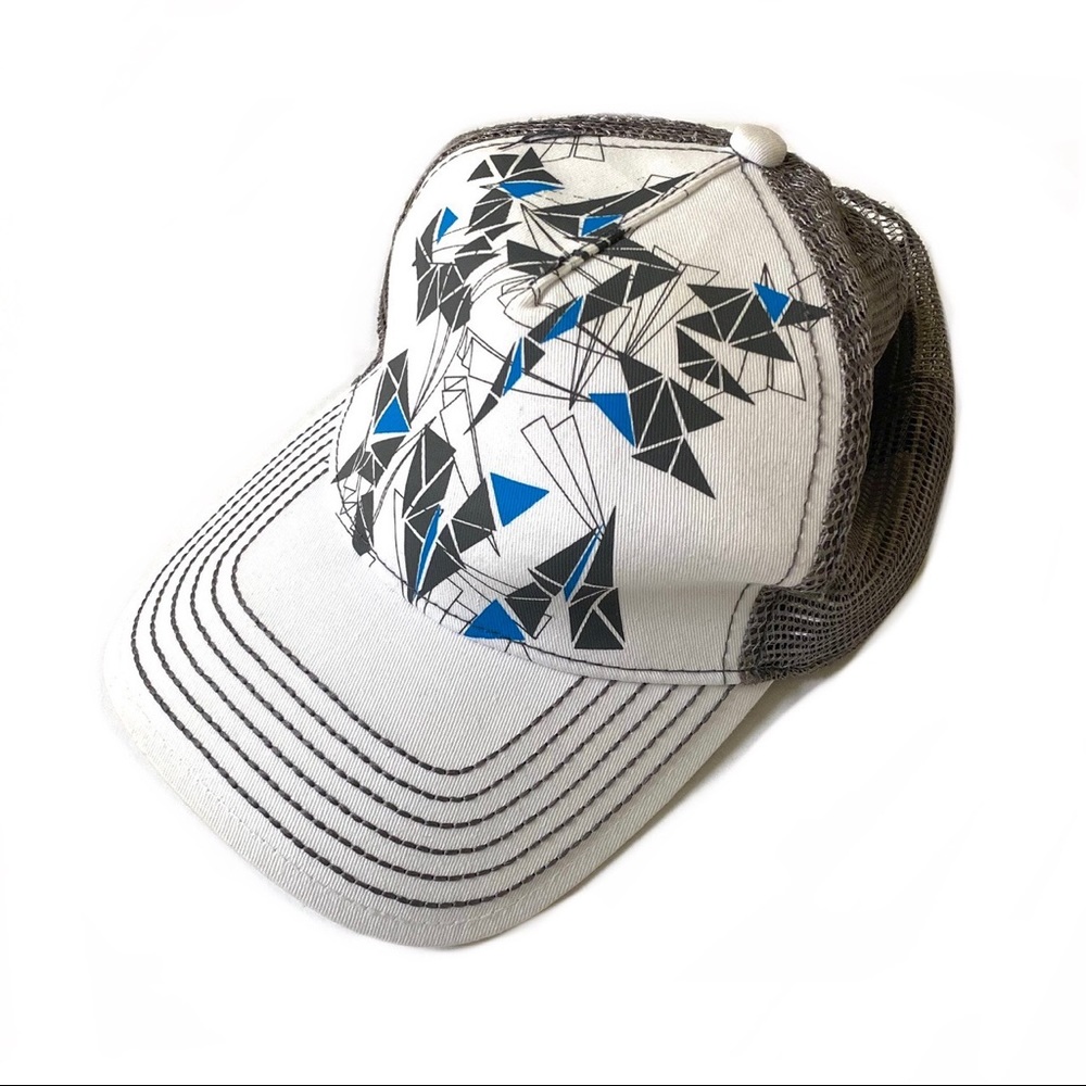 Geometric abstract art white blue baseball cap snapback hat Urban Behaviour